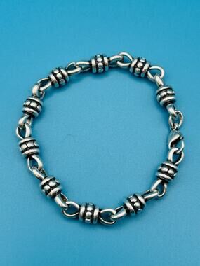James Avery Retired 925 Sterling Silver Thatch Beaded Link Bracelet Size 7.5"